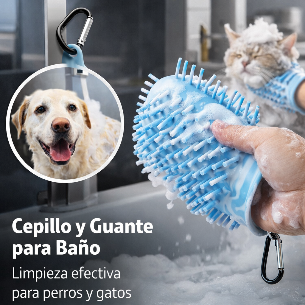 Vaso limpiapatas 2 en 1 de silicona en contexto de baño y aseo.