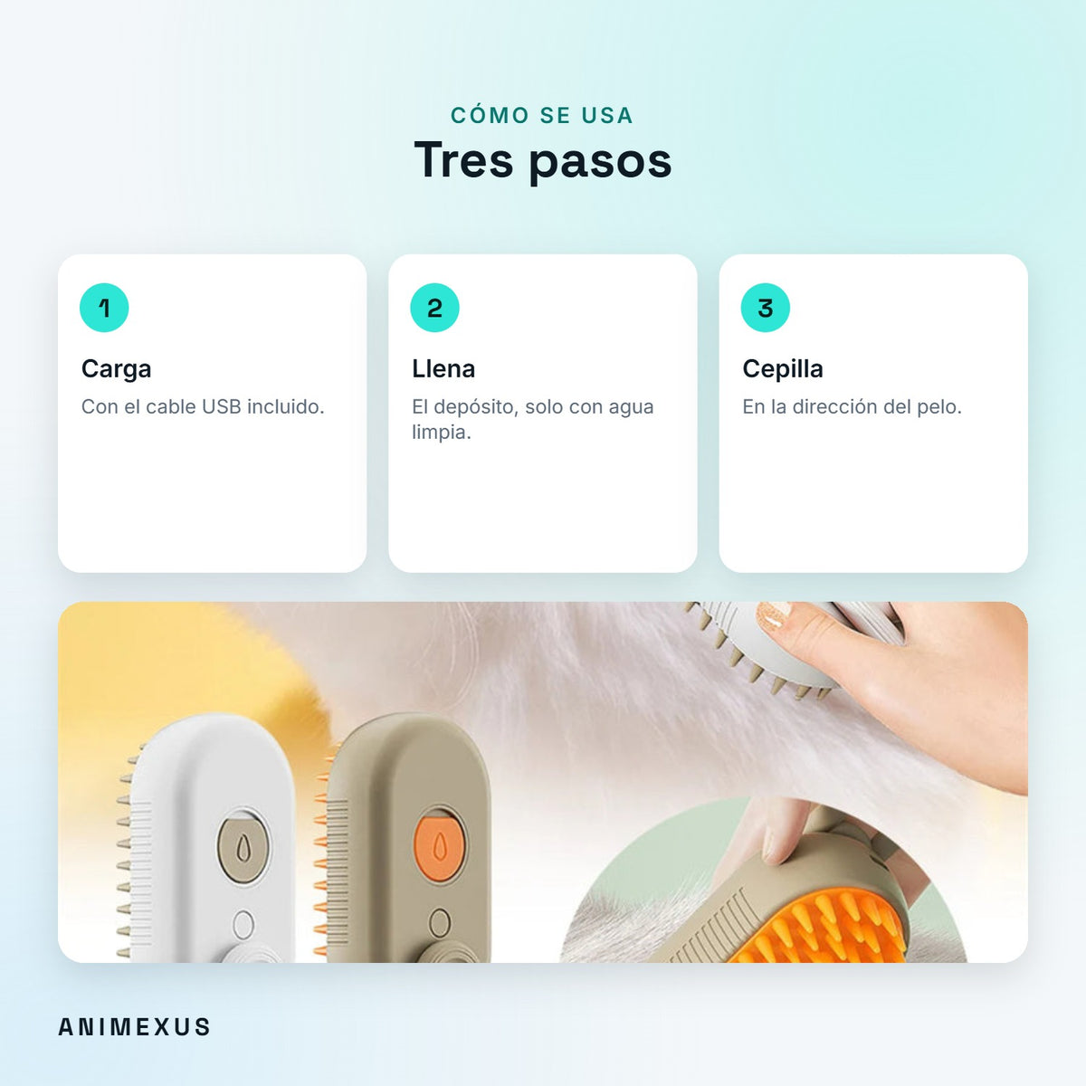 Cómo se usa SteamBrush: cargar, llenar de agua y cepillar