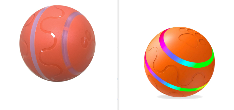 Comparativa de dos versiones de la pelota inteligente Animexus Playball™ para perros y gatos: una con diseño clásico y otra con luces LED multicolor activas. Fabricadas en silicona resistente, ambas promueven el ejercicio, la estimulación mental y el juego autónomo de las mascotas incluso en interiores.