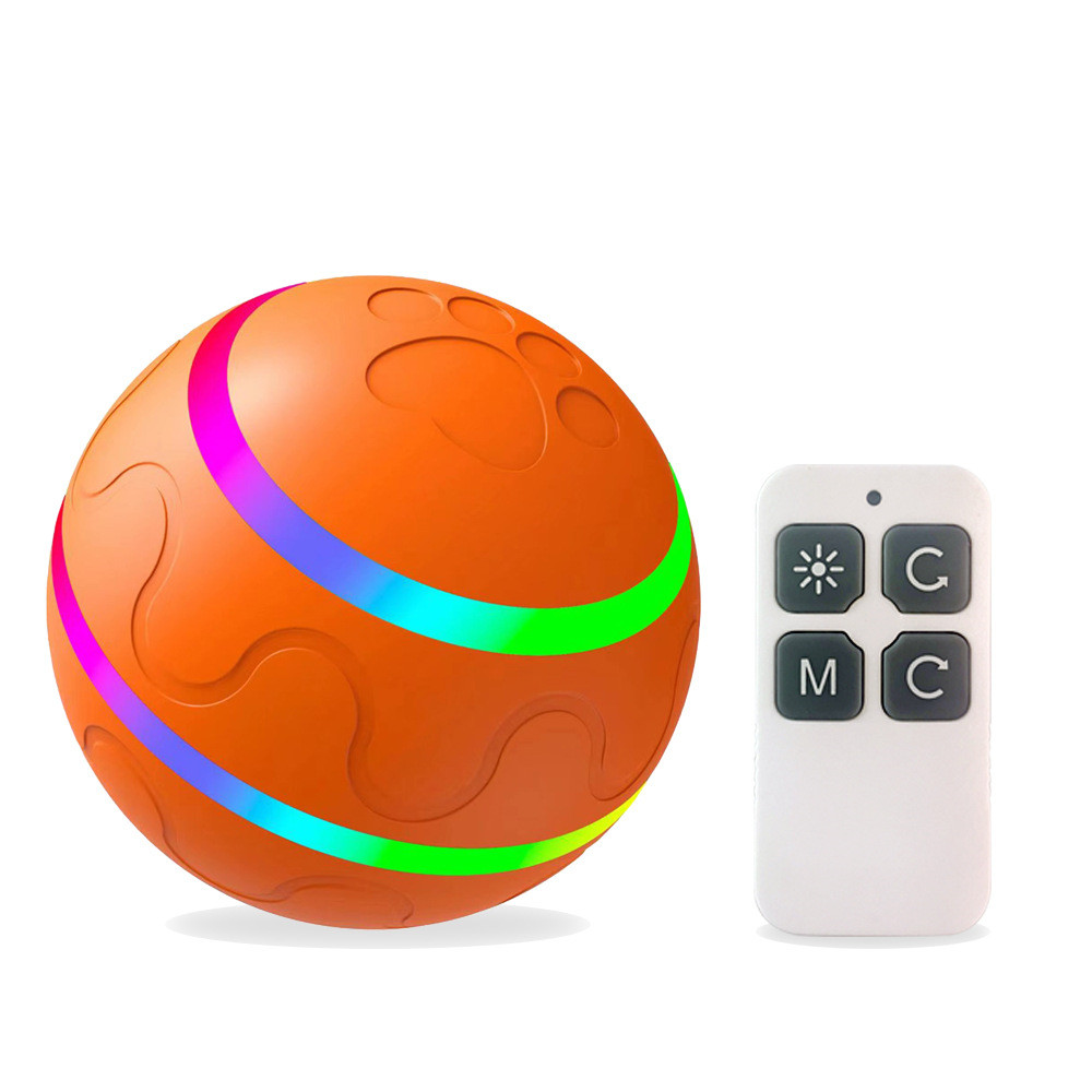 Pelota automática Animexus Playball™ con luces LED multicolor y mando a distancia para controlar modos de juego, ideal para estimular el ejercicio, reducir la ansiedad y reforzar el vínculo con tu perro o gato desde casa.