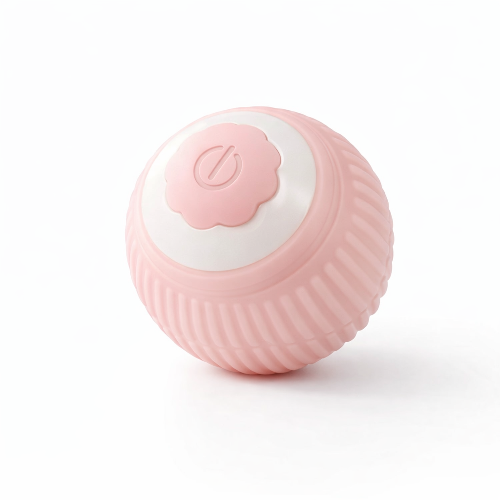 Pelota interactiva ChaseBall Mini en color rosa suave sobre fondo blanco