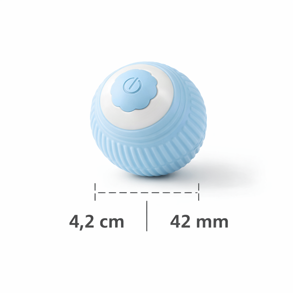 Infografía del tamaño de ChaseBall Mini con diámetro de 4,2 cm y 42 mm
