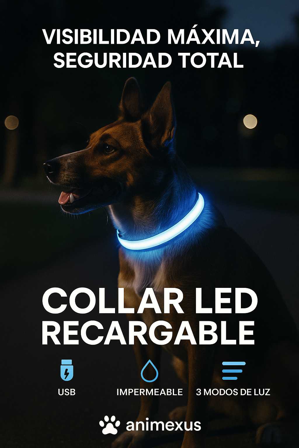 Animexus® NightGlow™ – Collar LED Recargable