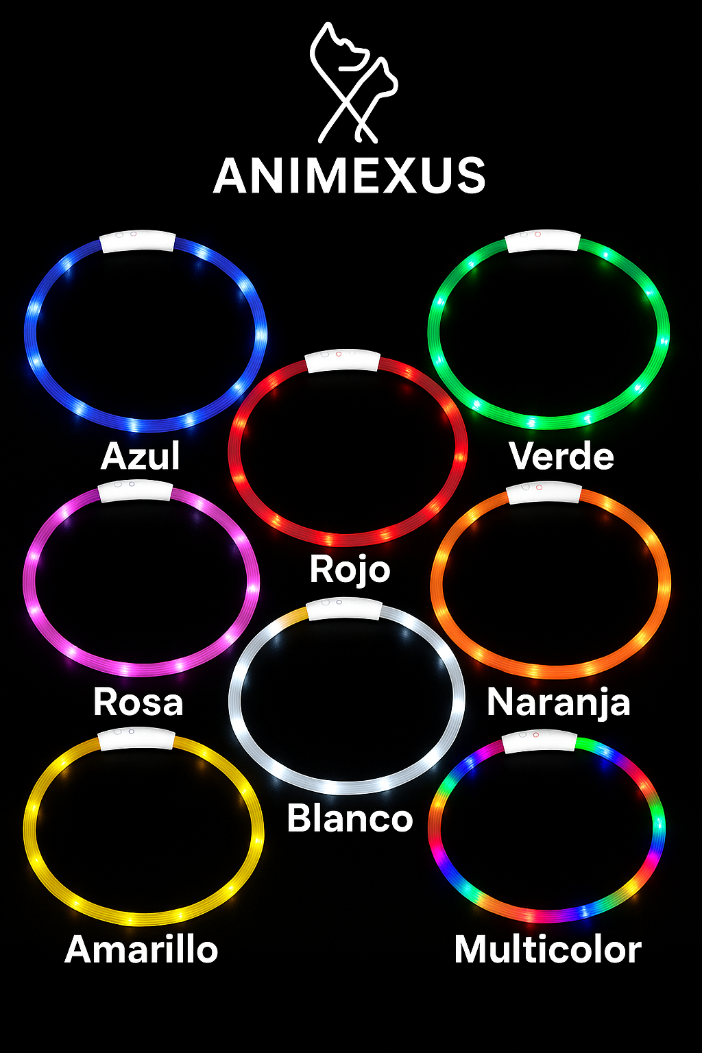 Animexus® NightGlow™ – Collar LED Recargable