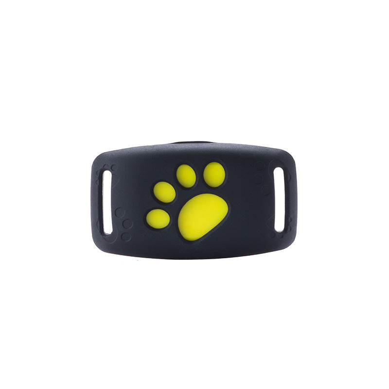 Localizador GPS Animexus Secure de diseño compacto y ligero con icono de huella amarilla, ideal para rastrear a tu perro o gato en tiempo real desde el móvil sin cuotas mensuales.
