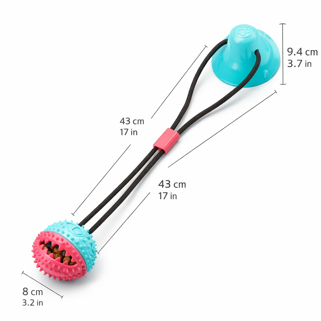 Medidas de GripTug Pro: longitud 43 cm, ventosa 9,4 cm y balón 8 cm.