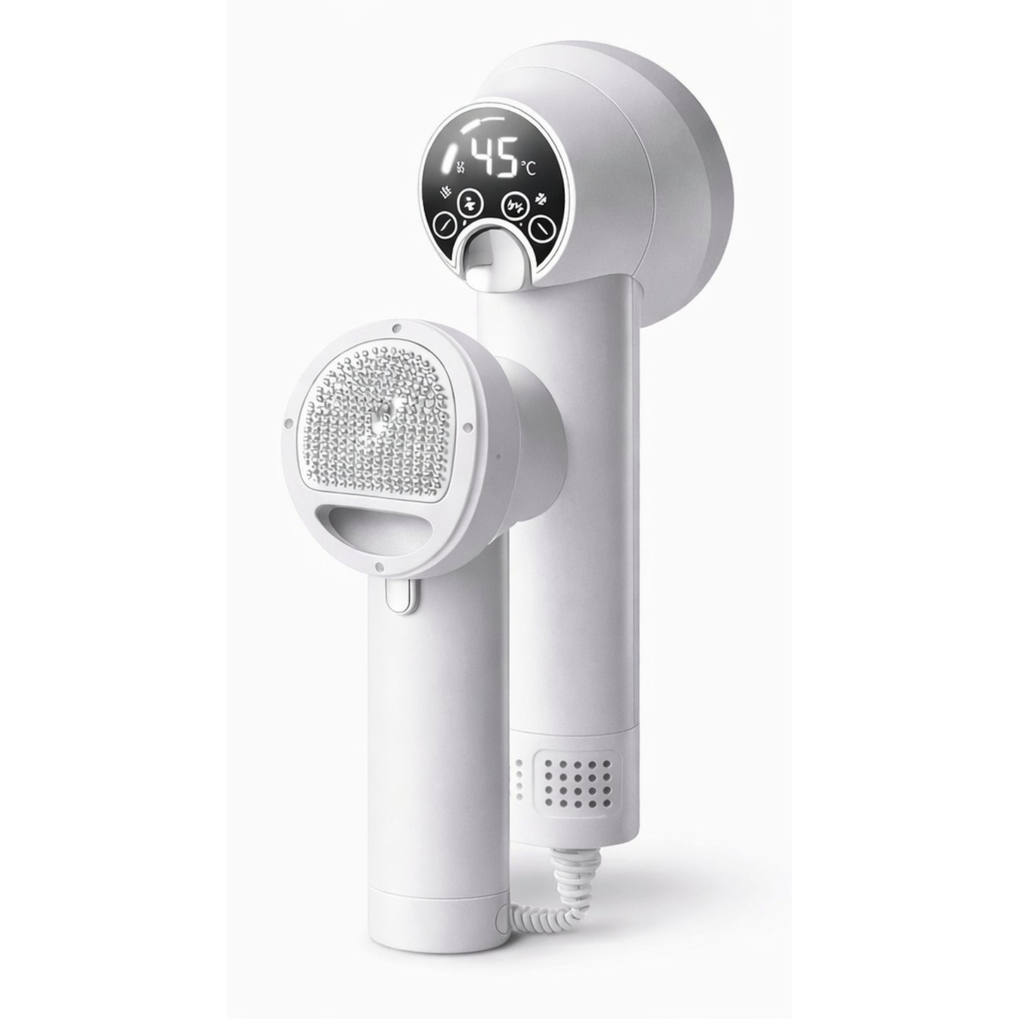 GroomDry 2-en-1, secador y cepillo para mascotas, packshot sobre fondo blanco