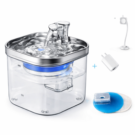 SmartFlow+ (sensor) fuente automática 2 L con bandeja de acero inoxidable 304 para gatos y perros