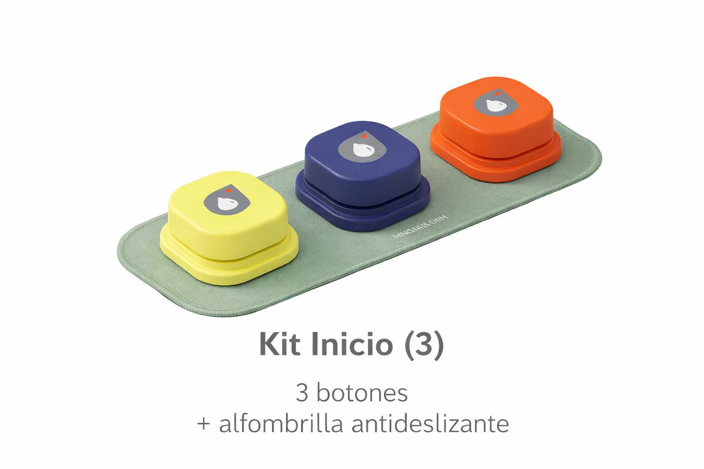 Kit Inicio TalkConnect con 3 botones grabables sobre alfombrilla antideslizante
