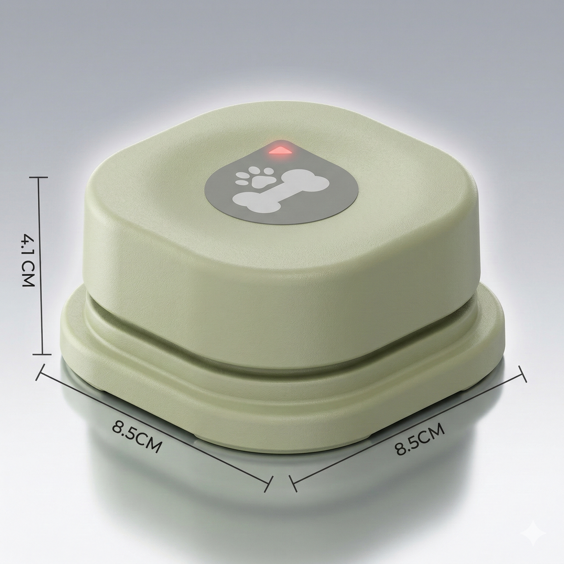 Dimensiones del botón TalkConnect: 8,5 × 8,5 × 4,1 cm