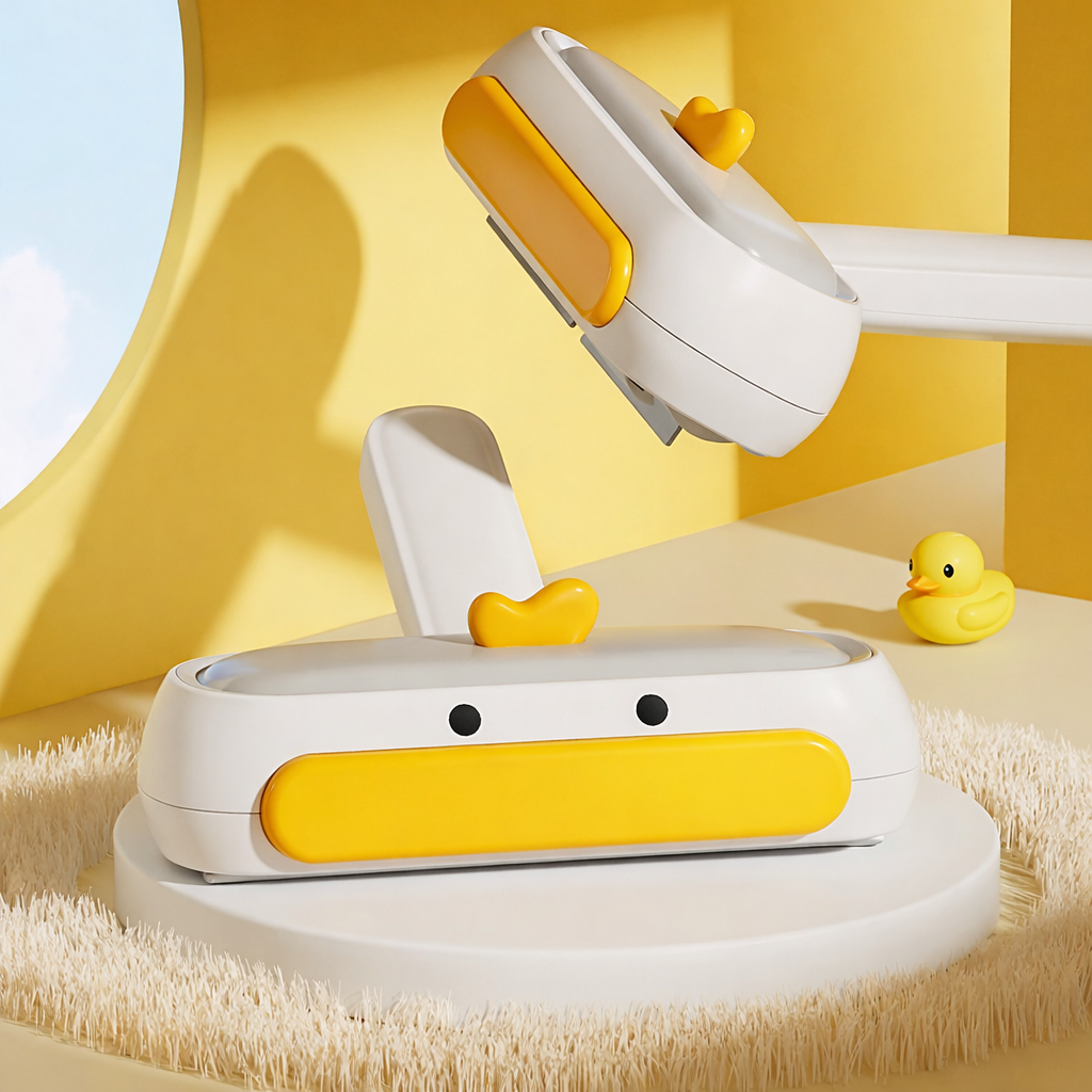 Rodillo quitapelos reutilizable, color amarillo, imagen de producto en escena