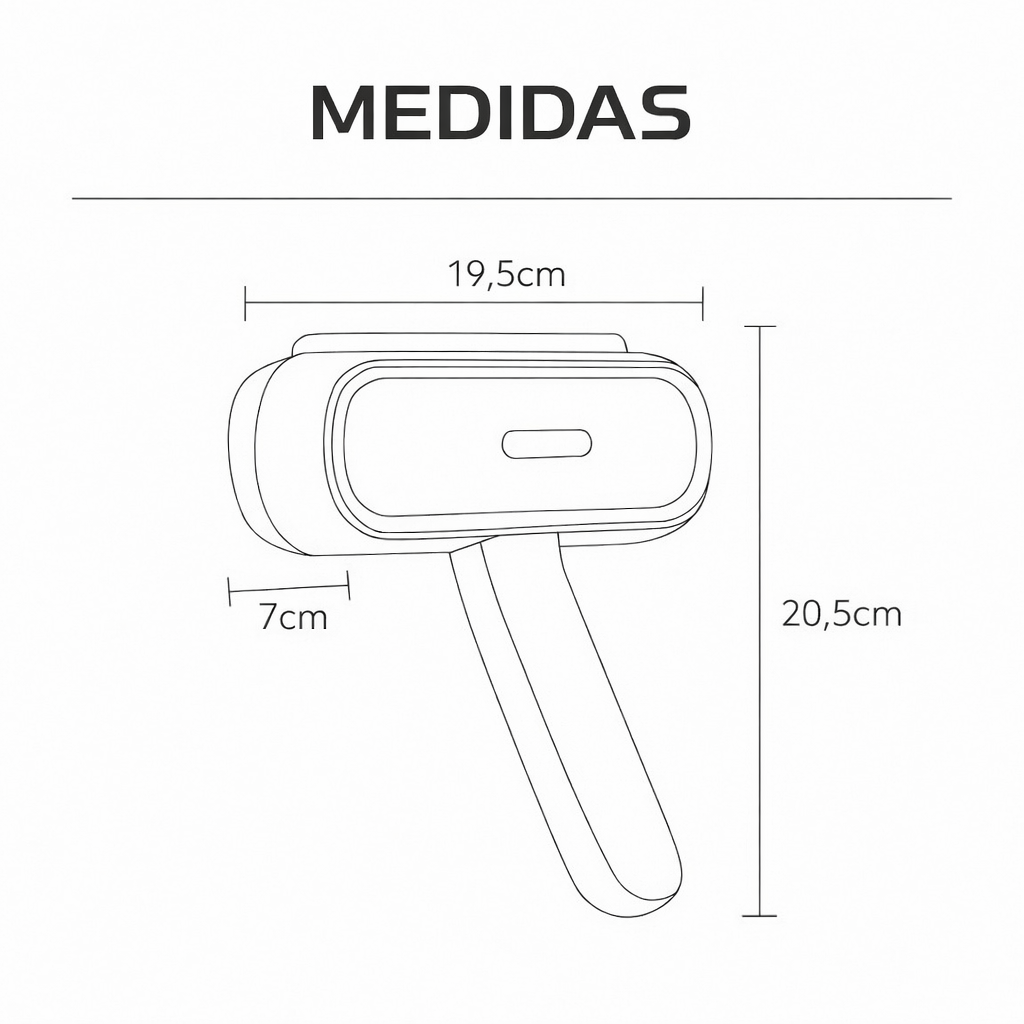 Medidas del rodillo quitapelos reutilizable: 19,5 cm de ancho, 7 cm de fondo y 20,5 cm de alto