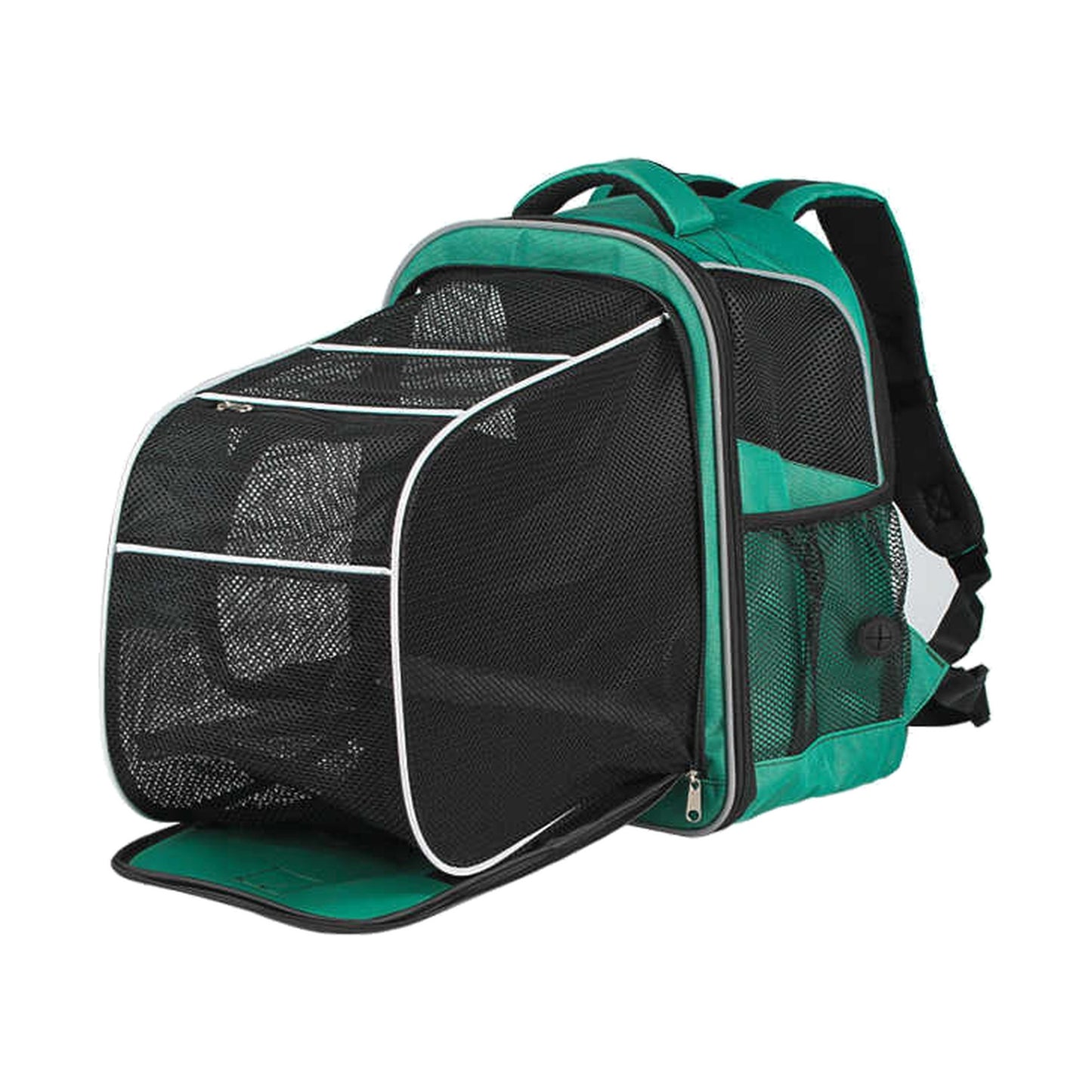 Mochila transportín TravelBubble, color verde malaquita, versión expansible con panel frontal de malla