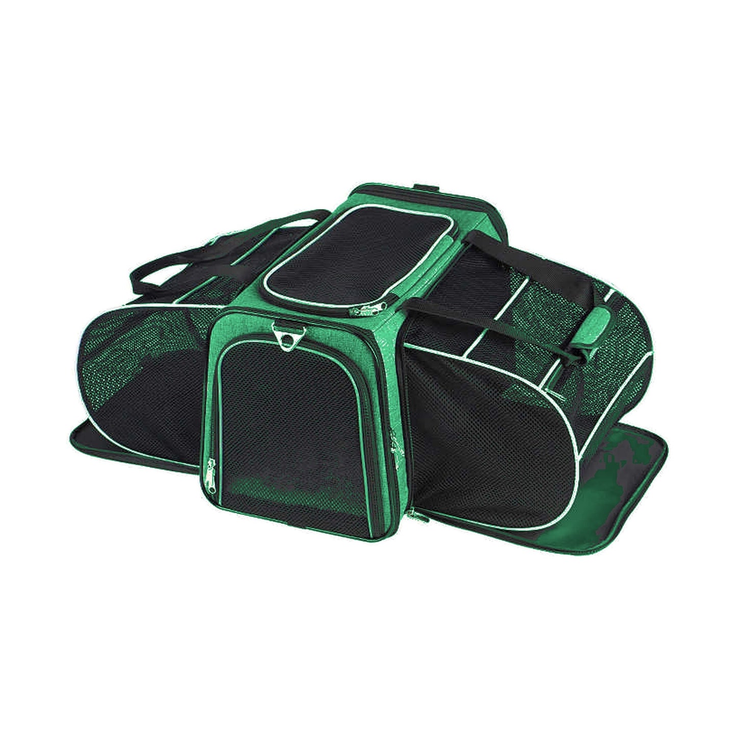 Mochila transportín TravelBubble, color verde malaquita, doble expansión con laterales de malla