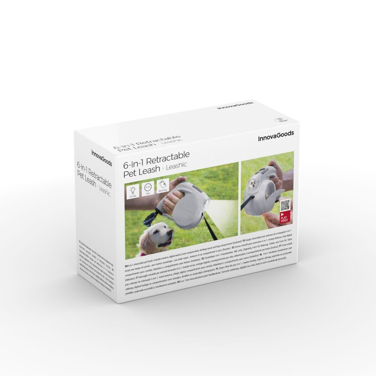 Leashic 6-en-1 — Correa retráctil para perro con luz LED y accesorios integrados