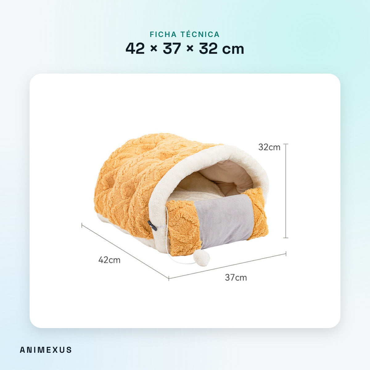 Medidas de la cueva CozyCave: 42 cm de largo, 37 cm de ancho y 32 cm de alto