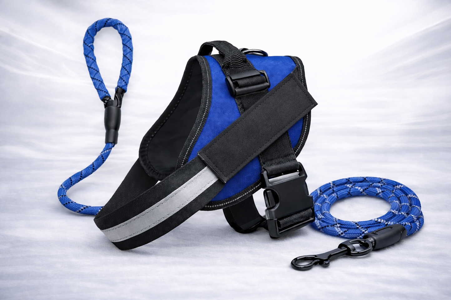 AeroFit Set azul: arnés ajustable con correa reflectante a juego