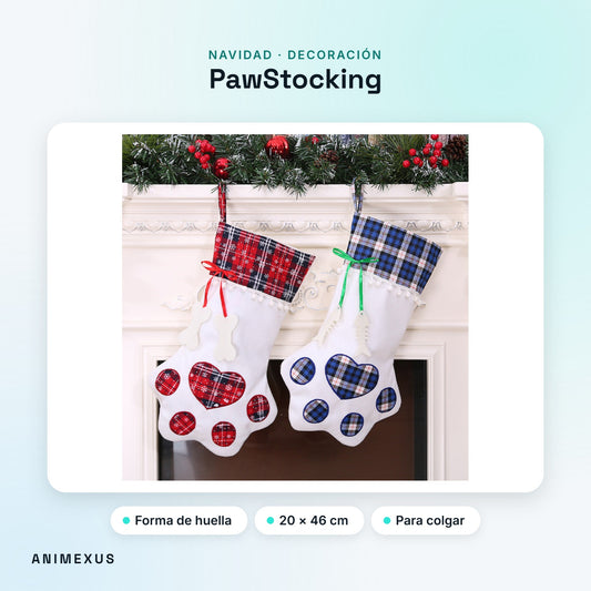 PawStocking, calcetines de Navidad con forma de huella colgados en la chimenea