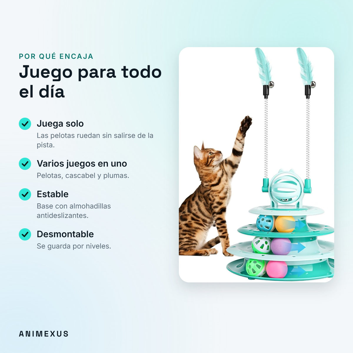 Ventajas de PlayTower: juega solo, varios juegos en uno, base estable y desmontable