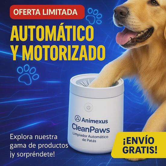 Vídeo demostrativo del limpiador automático de patas CleanPaws Pro™, mostrando cómo limpia rápidamente la suciedad con cerdas de silicona giratorias 360°, ideal para perros y gatos, manteniendo el hogar limpio y sin huellas.