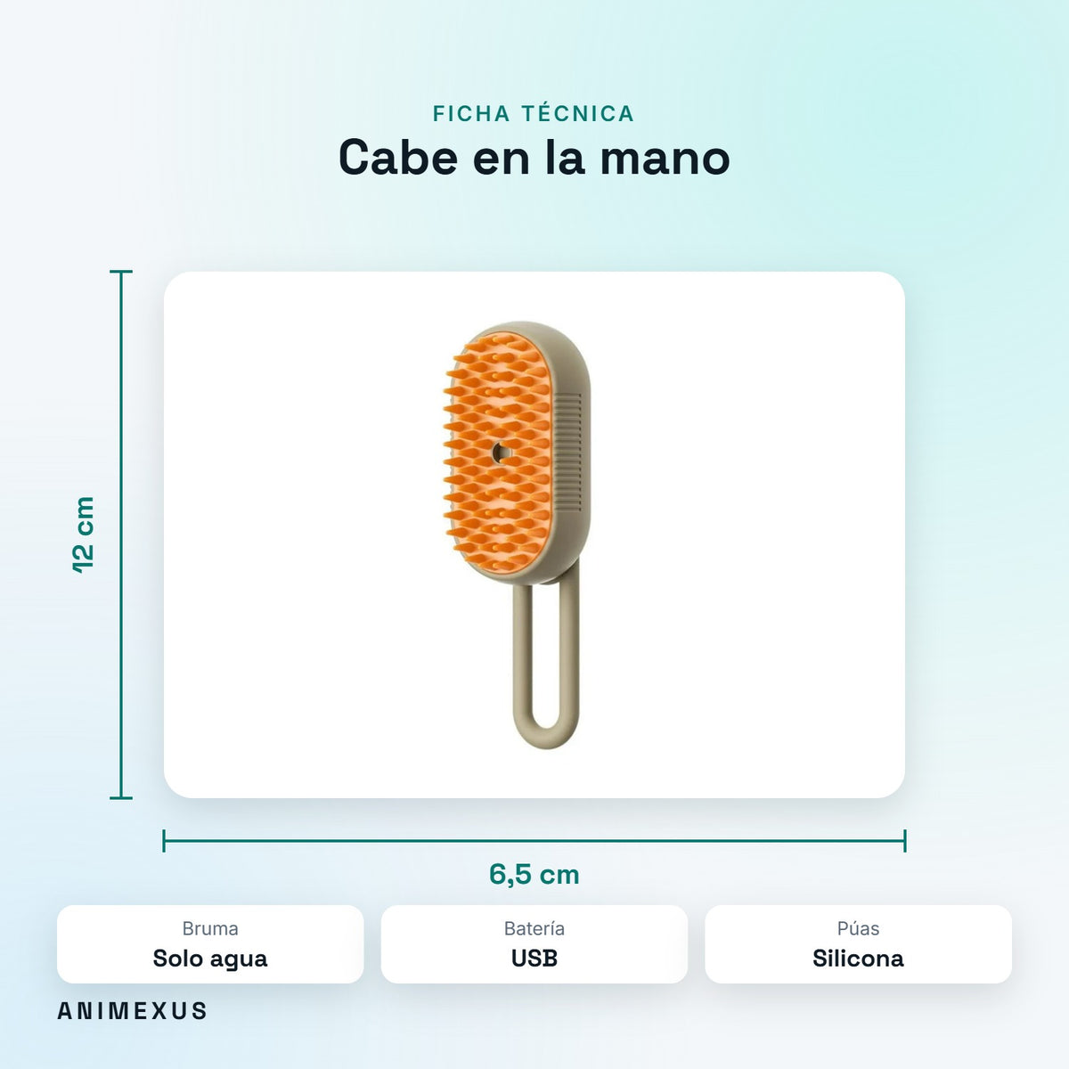 Medidas de SteamBrush: 12 × 6,5 × 6,5 cm