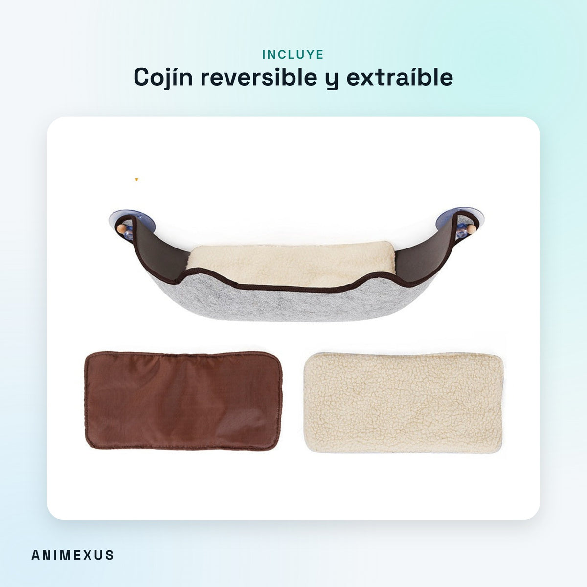 Hamaca SunPerch con su cojín reversible: una cara de tela y otra de borreguito