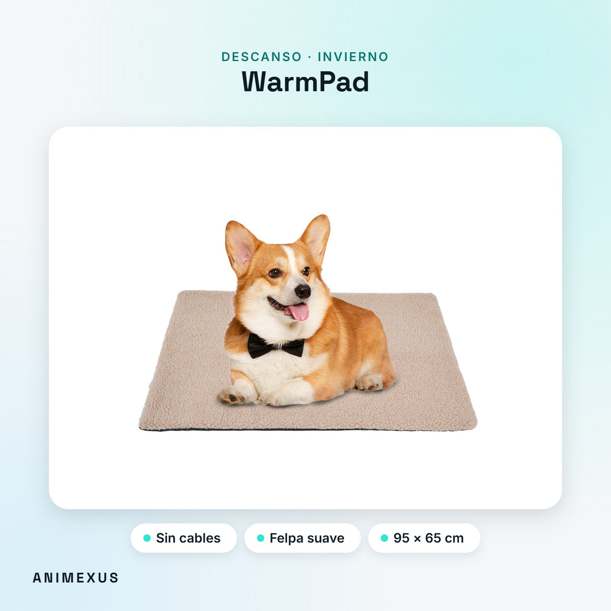 WarmPad, manta térmica sin cables con un perro tumbado encima