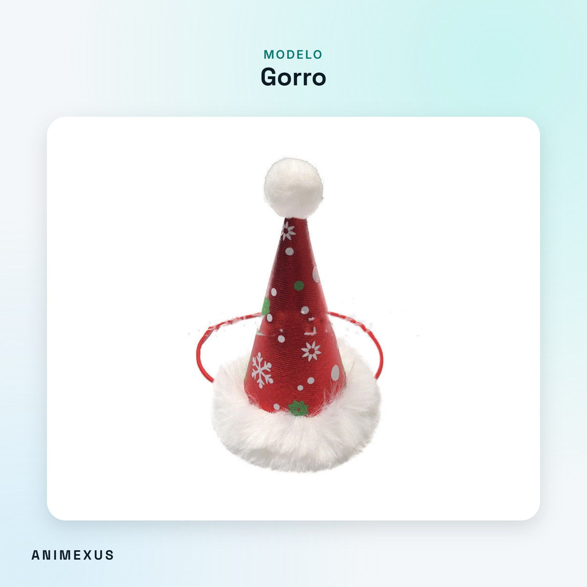 Gorro de Papá Noel rojo con pompón blanco y cinta elástica para mascotas